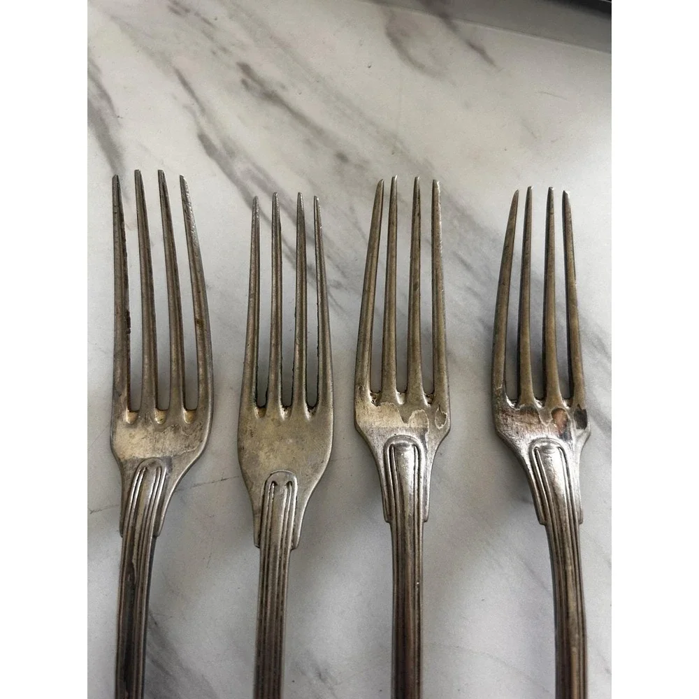Christofle Hotel Collection Dinner Fork Silverplated France Chinon Lot of 4